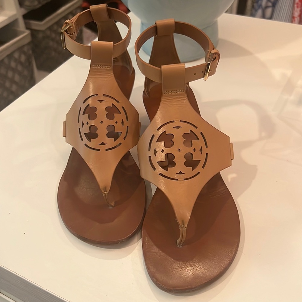 Tan Tory Burch Wedges